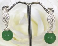 10mm Jade earrings with Sterling Silver Fittings and CZ
