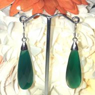 Green Agate Earrings with Sterling Silver Fittings