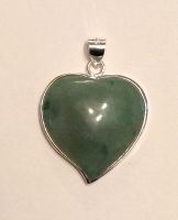 Jade and silver heart pendant