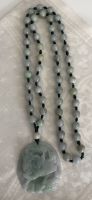 Large Jade Chinese Unicorn Pendant with Jade Beads 