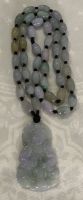 Natural Lavender and Green Jade Guan Yin Pendant with Jade beads necklace