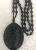 Obsidian Guan Yin Pendant with Glass Beads Necklace