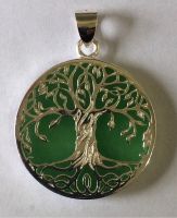Tree of Life pendant, jade with silver